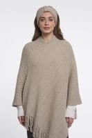Rino & Pelle Ozanne Beige Mix Poncho With Fringes