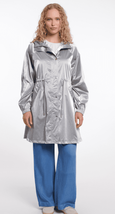 Rino & Pelle Rowan Long Windbreaker in Silver Metallic