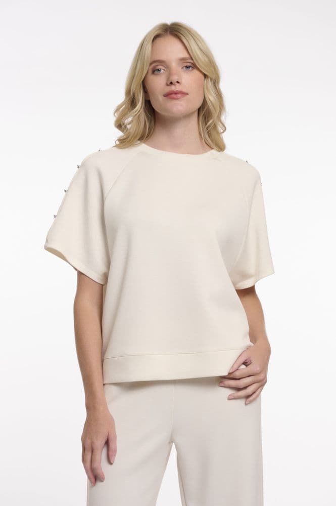 Rino & Pelle Tate Snow White Half Sleeve Top Button Detail