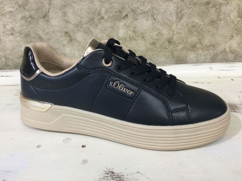 S Oliver 23603-43 Navy Lace up Fashion Trainer