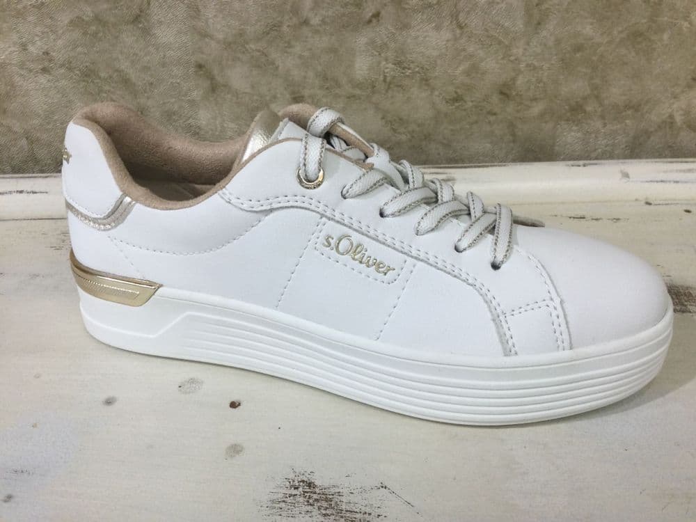 S Oliver 23603-43 White Lace up Fashion Trainer
