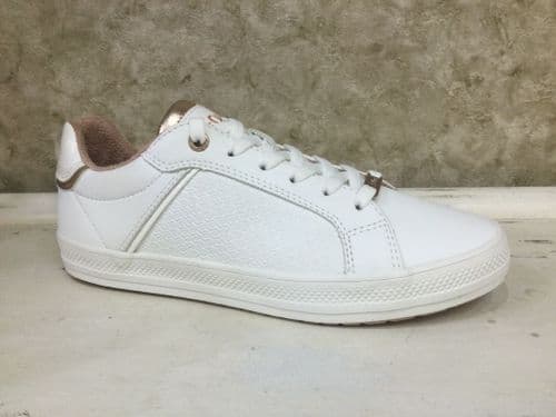 S Oliver 23642-42 White/Gold Fashion Lace Up Trainer