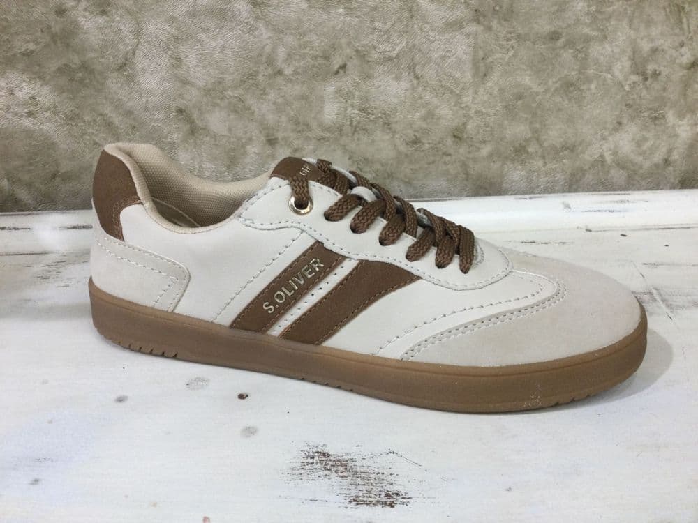 S Oliver 23652-44 468 Cream / Brown Trainer