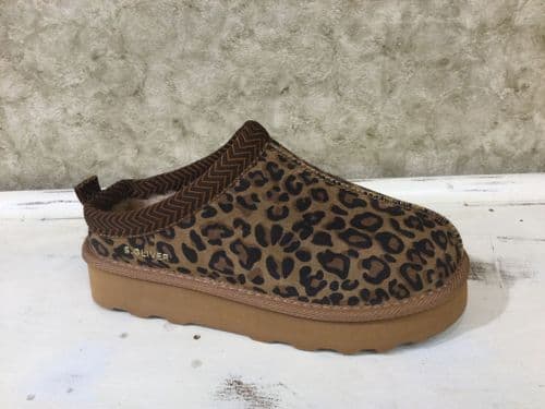 S Oliver 27104-43 907 Leopard Slip on Fur Lined Shoe