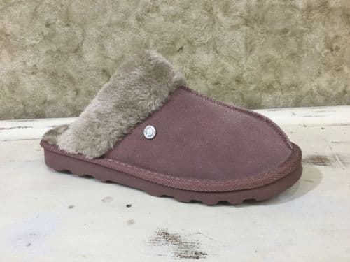 S Oliver Dusty Rose Fur-lined Mule Slipper