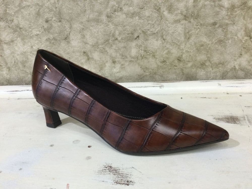 Tamaris 22351-47 31Z Chocolate Croc Kitten Heel Stiletto