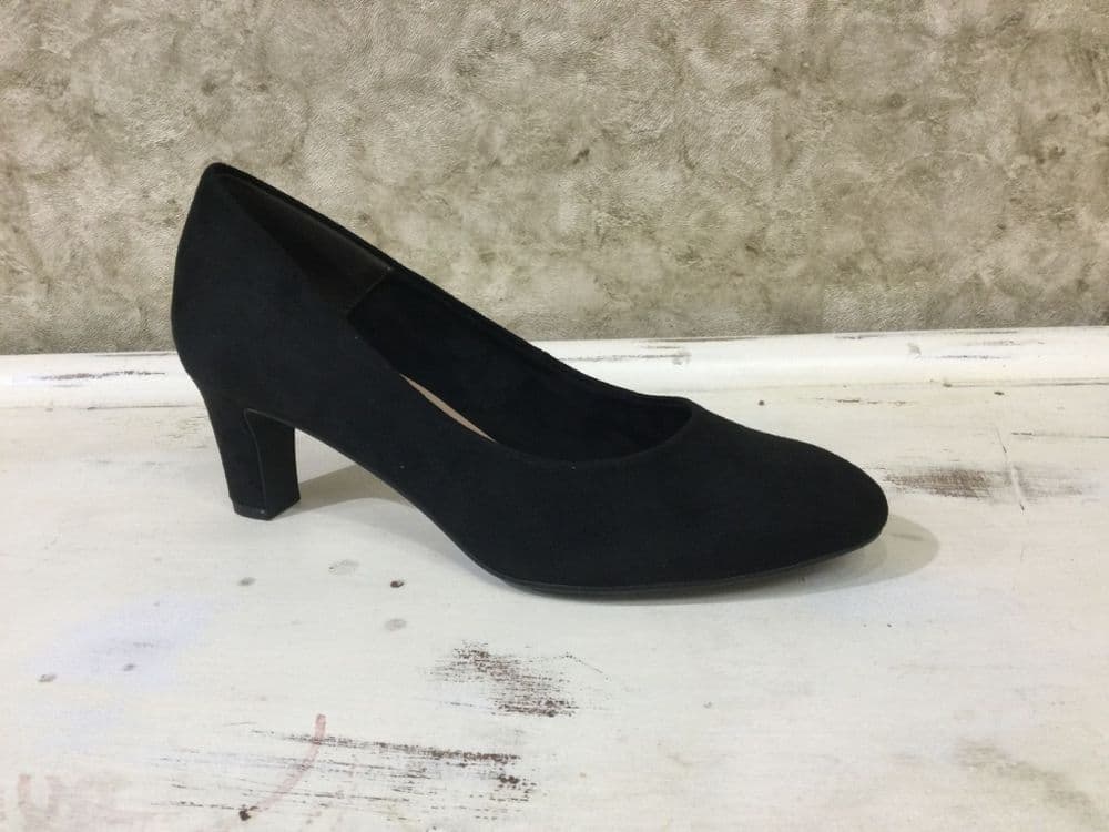 Tamaris 22418-41 Black Faux Suede Court Shoe