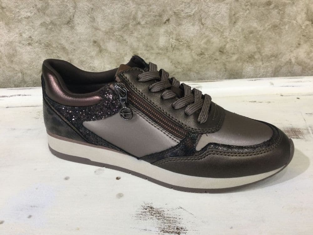 Tamaris 23603-42 391 Taupe Mix Fashion Trainer with Side Zip