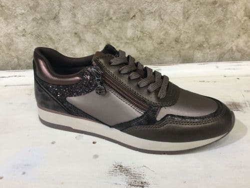 Tamaris 23603-42 391 Taupe Mix Fashion Trainer with Side Zip
