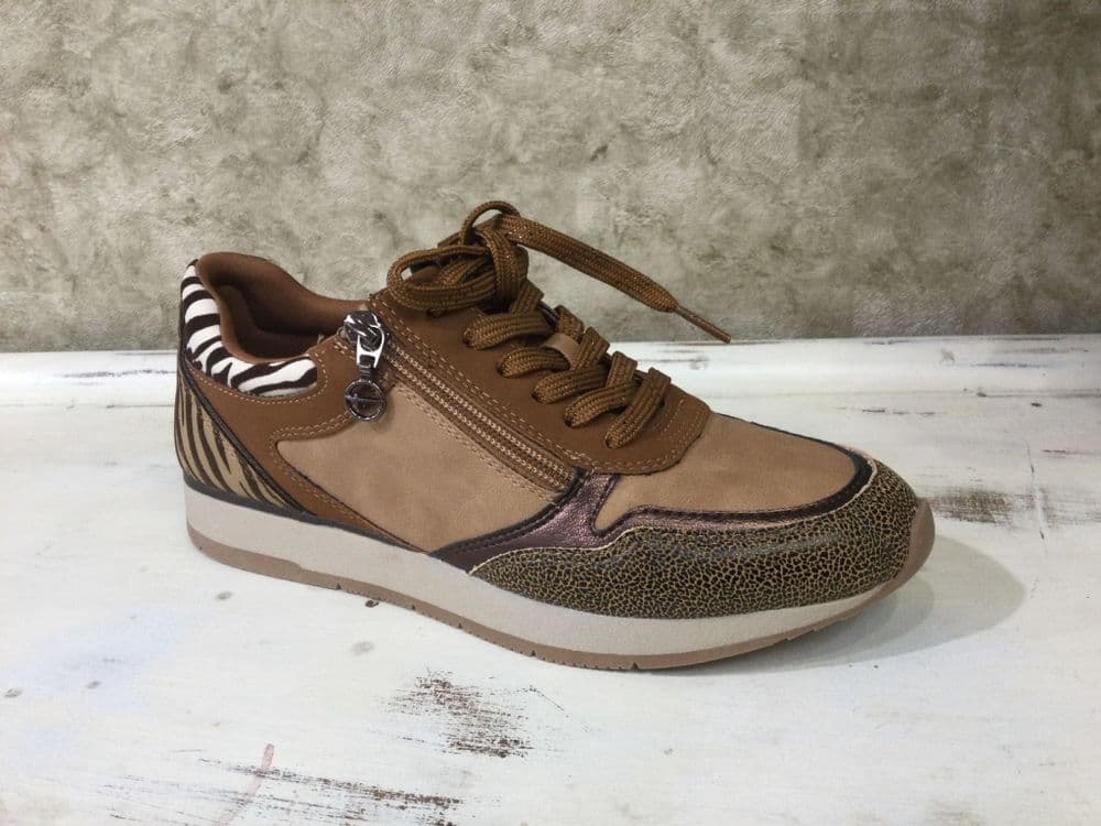 Tamaris 23603-42 Tan/Zebra Mix Trainer