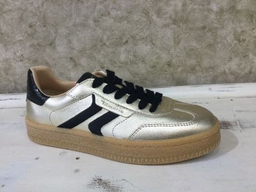 Tamaris 23723-44 Gold/Black Gum Sole Trainer