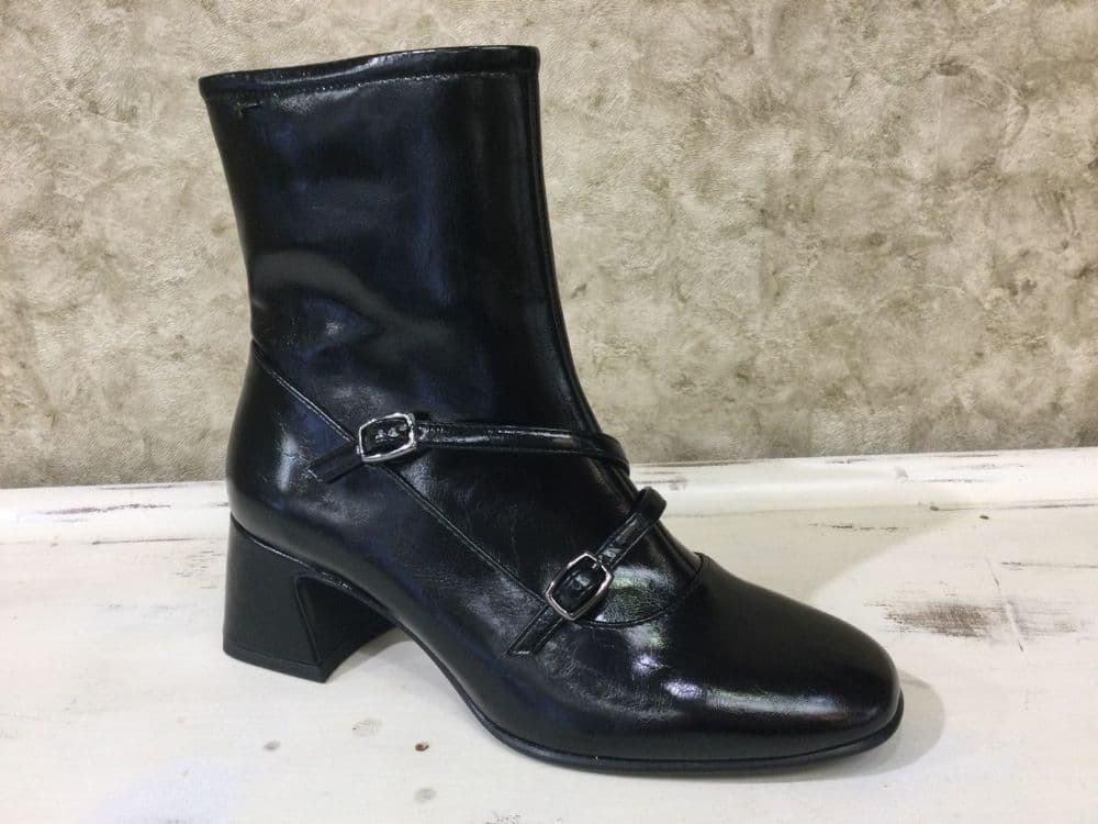 Tamaris 25317-45 001 Black Heeled Ankle Boot with Buckle Details