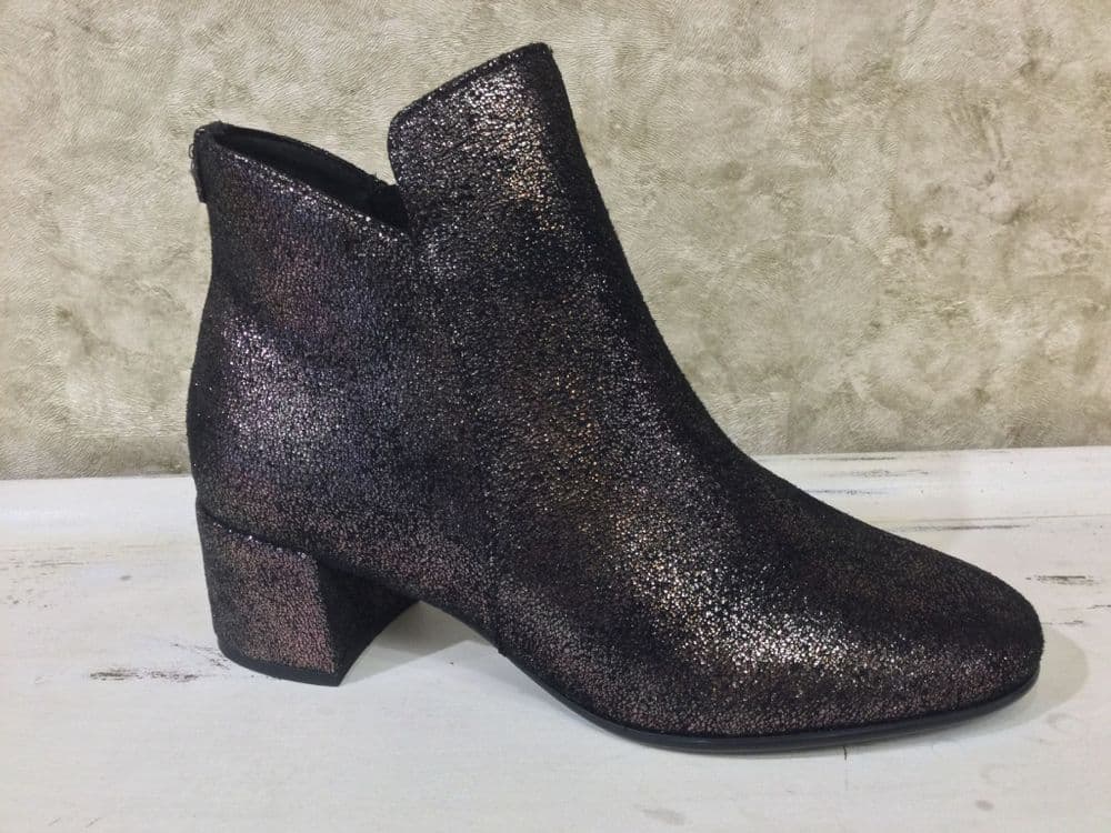 Tamaris 25354-43 Pewter Sparkle Heeled Ankle Boot with Inside Zip