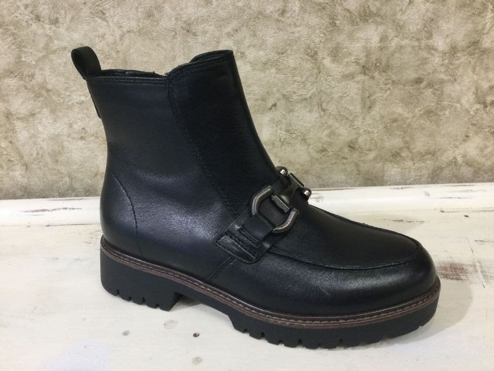 Tamaris 25411-43 Black Boot with Buckle Detail & Side Zip