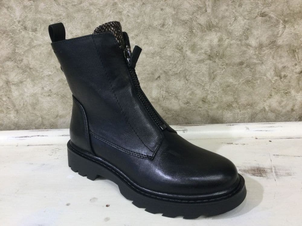 Tamaris 25412-45 Black Chunky Ankle Boot with Snake Skin Tongue