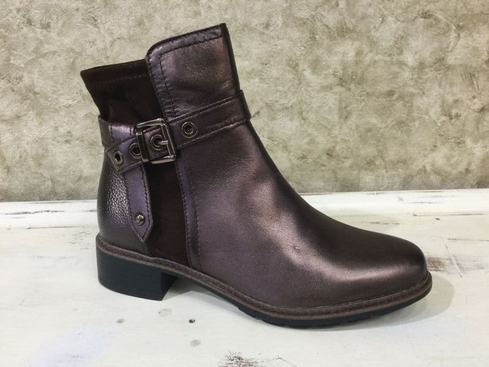 Tamaris 25425-43 Mocca Metal Ankle Boot with Buckle Details