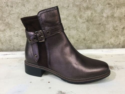 Tamaris 25425-43 Mocca Metal Ankle Boot with Buckle Details