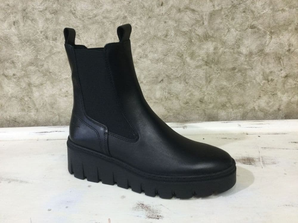 Tamaris 25489-45 001 Black Leather Wedge Boot