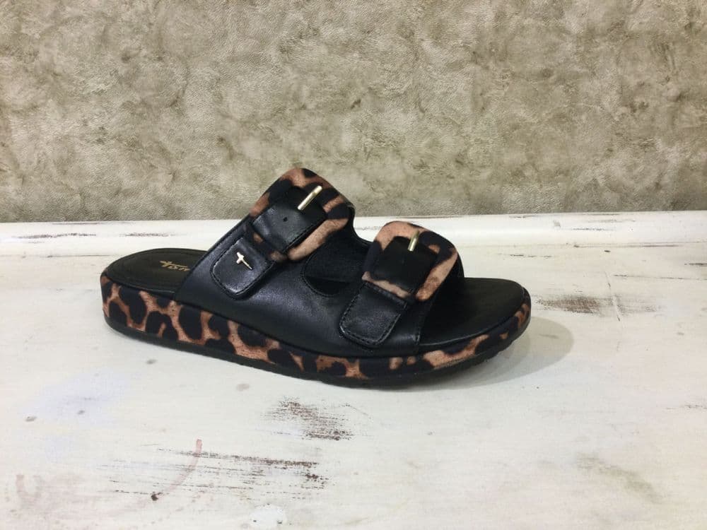 Tamaris 27114-46 Black/Leopard Velcro Fastening Slider