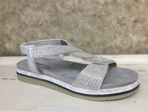 Tamaris 28200-44 Silver Twist Front Pearl & Diamanté Sandal