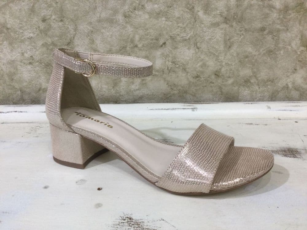 Tamaris 28201-42 Gold Strap Heeled Sandal