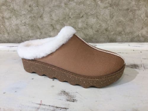 Toni Pons Metz Camel Fur Lined Mule Slipper