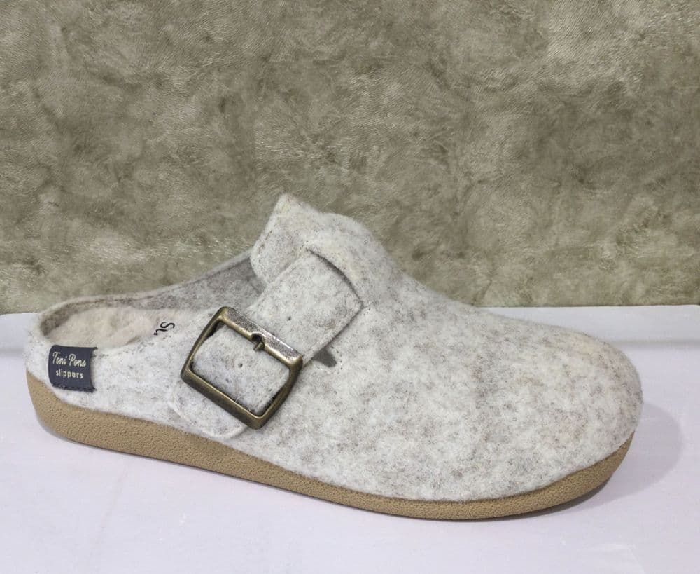 Toni Pons MIMA-FP Beige Mule with Buckle Detail