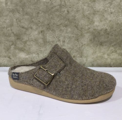 Toni Pons Mima-FP Taupe Fabric Mule Slipper