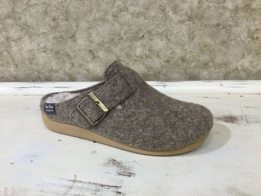 Toni Pons Mima-FP Taupe Fabric Mule Slipper