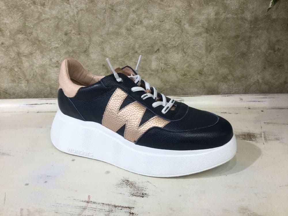 Wonders A-3625 Navy/Rose Gold Trainer