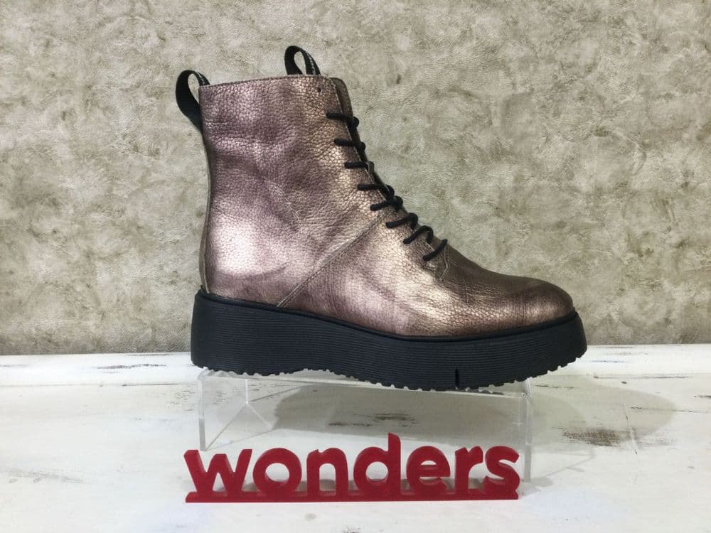 Wonders A-9350 Bronze/Black Chunky Lace and Zip Up Boot