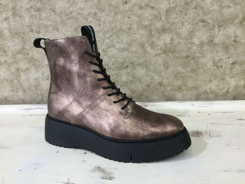 Wonders A-9350 Bronze/Black Chunky Lace and Zip Up Boot
