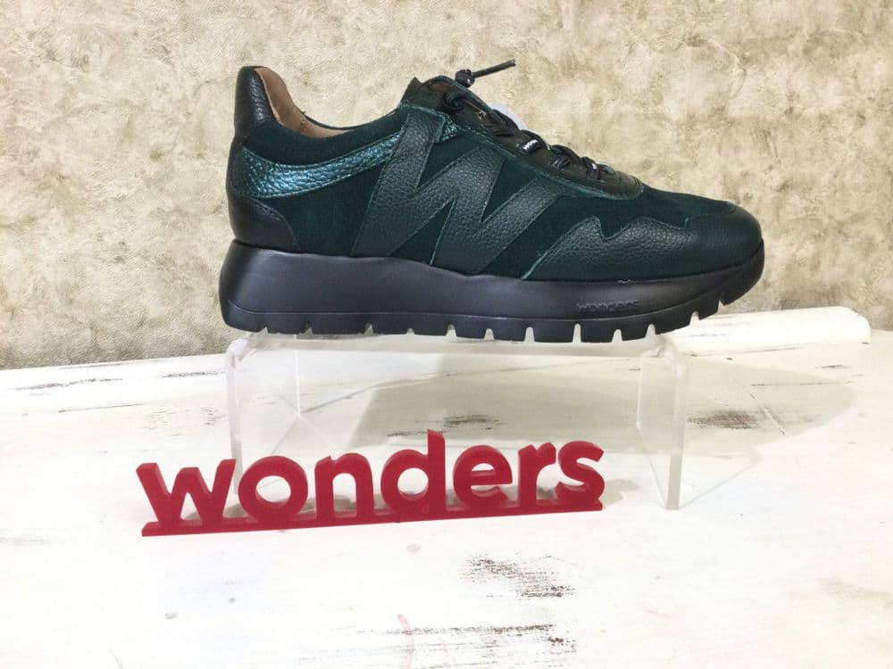 Wonders A24110 Green/Black Mix Slip on Trainer