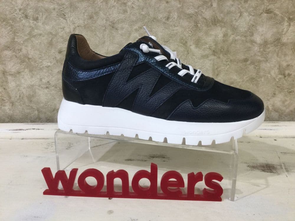 Wonders A24110 Navy Mix Slip on Trainer
