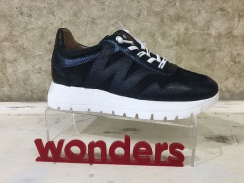 Wonders A24110 Navy Mix Slip on Trainer