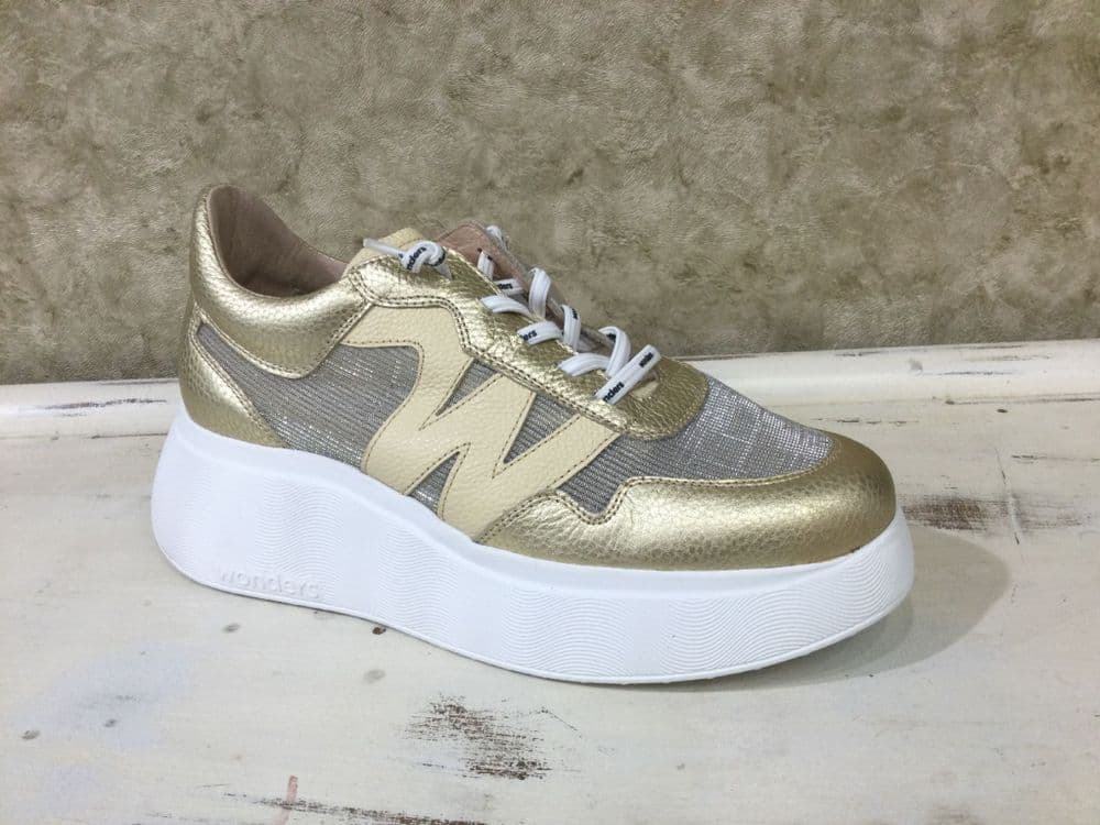 Wonders A3640 Gold & Beige Mix Slip On Trainer