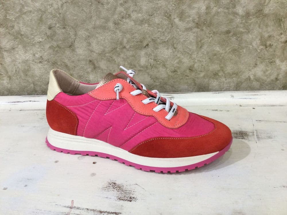 Wonders A4802 Pink & Red Mix Slip On Trainer