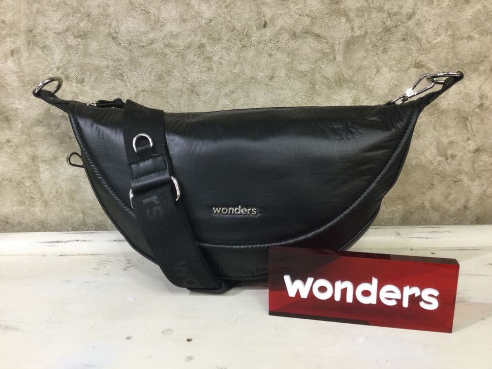 Wonders Handbag Black Half Moon Crossbody Bag