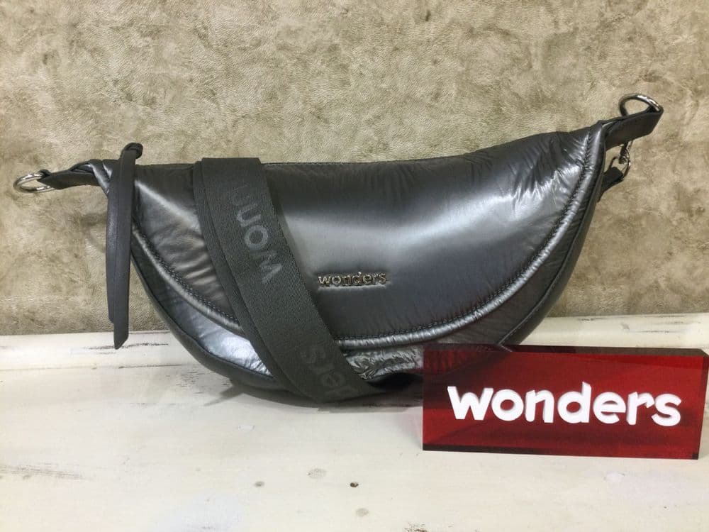 Wonders Handbag WB55030 Pewter Half Moon Crossbody Bag