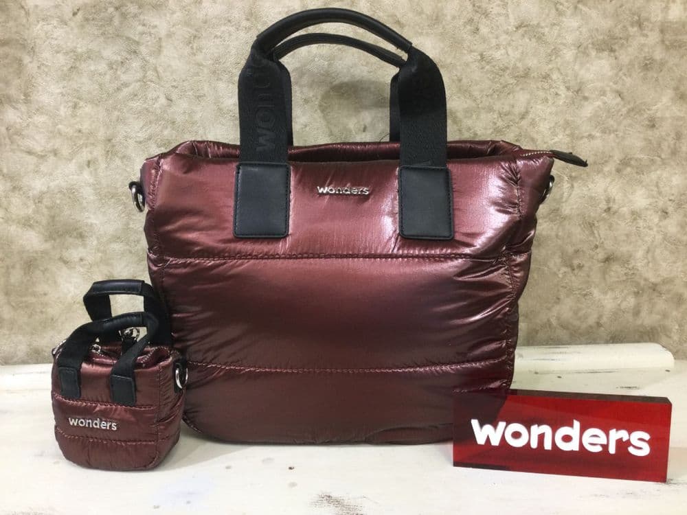 Wonders Handbag WB56002 Burgundy Handbag with Crossbody Strap