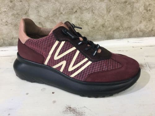WondersA-4001 Burgundy & Yellow Mix Trainer with Black Sole