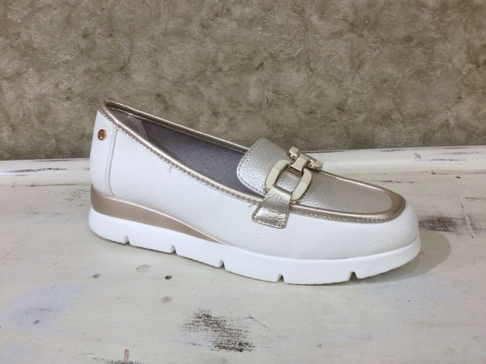 Zanni & Co Kasol White / Gold Wedge Loafer