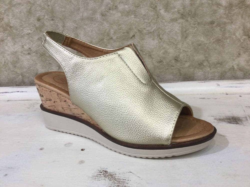 Zanni & Co Mirfa Gold Wedge Sling Back