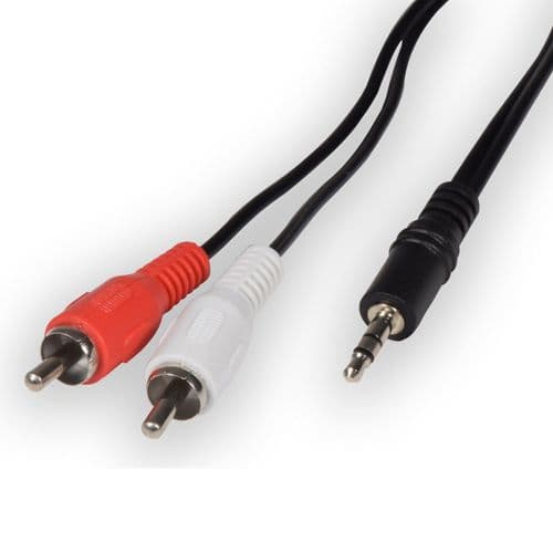 AV:Link 1.2m 3.5mm Stereo Jack Plug to 2 x Phono (RCA) Plugs Lead in Black