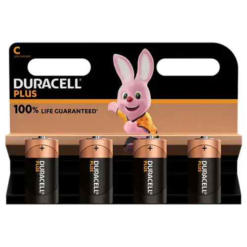 Duracell Plus 4 Pack C Alkaline Batteries