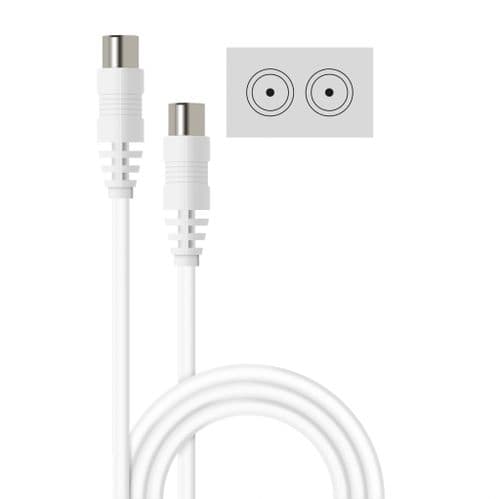 Electrovision 1 Metre Coaxial Plug to Coaxial Plug Lead in White
