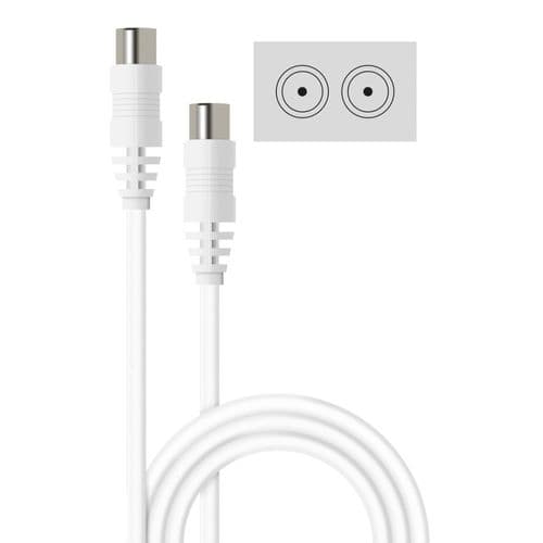 Electrovision 2 Metre Coaxial Plug to Coaxial Plug Lead in White