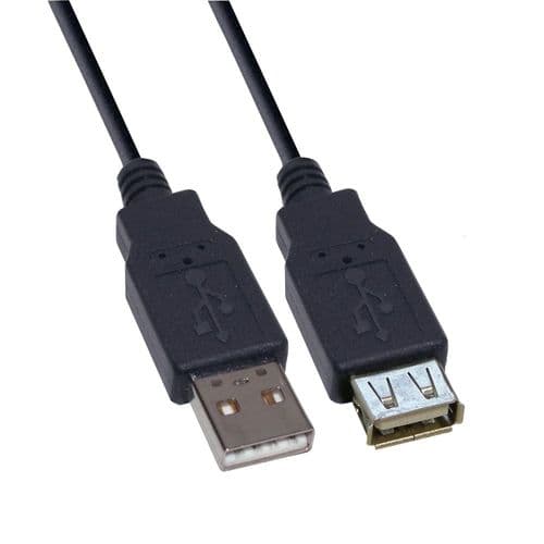 Electrovision 2m USB-A Plug to Socket Extension Lead BLACK
