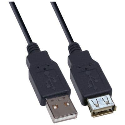 Electrovision 3m USB-A Plug to Socket Extension Lead BLACK