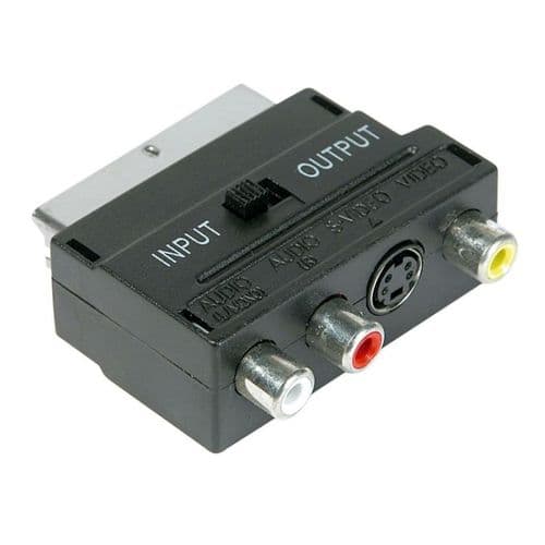 Goobay Switched Scart Plug to 3 Phono Sockets Adapter plus S-VHS Socket